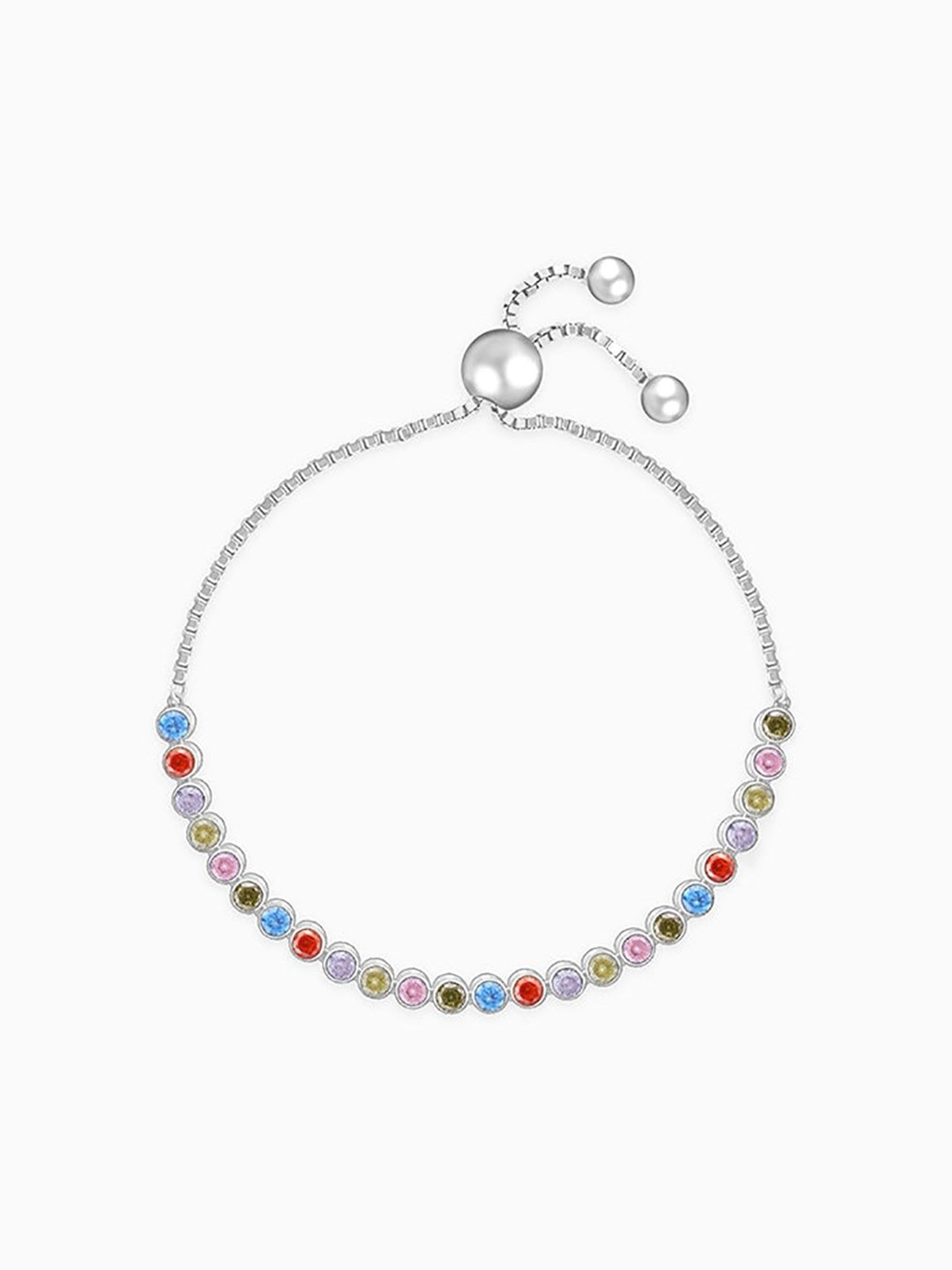 GIVA 92.5 Sterling Silver Colourful Circle Adjustable Bracelet