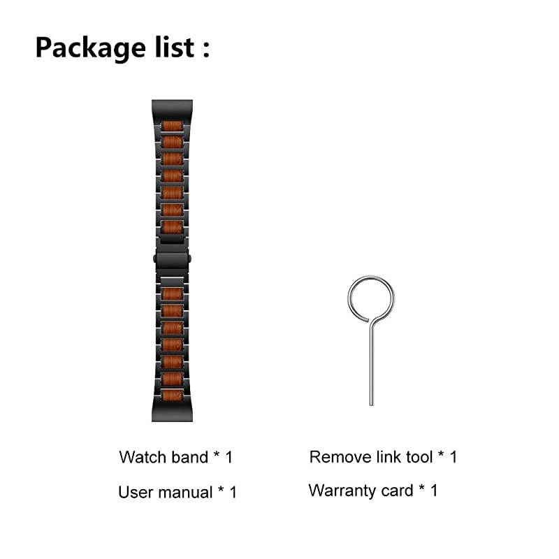 Fenix 6X5X Plus Band Natural Wood Red Sandalwood Black Stainless Steel Metal Watch Band 26mm Quick Fit Strap Compatible for Garmin Fenix 6X6X Pro5X5X Plus33HRDescent Mk1 Smartwatch