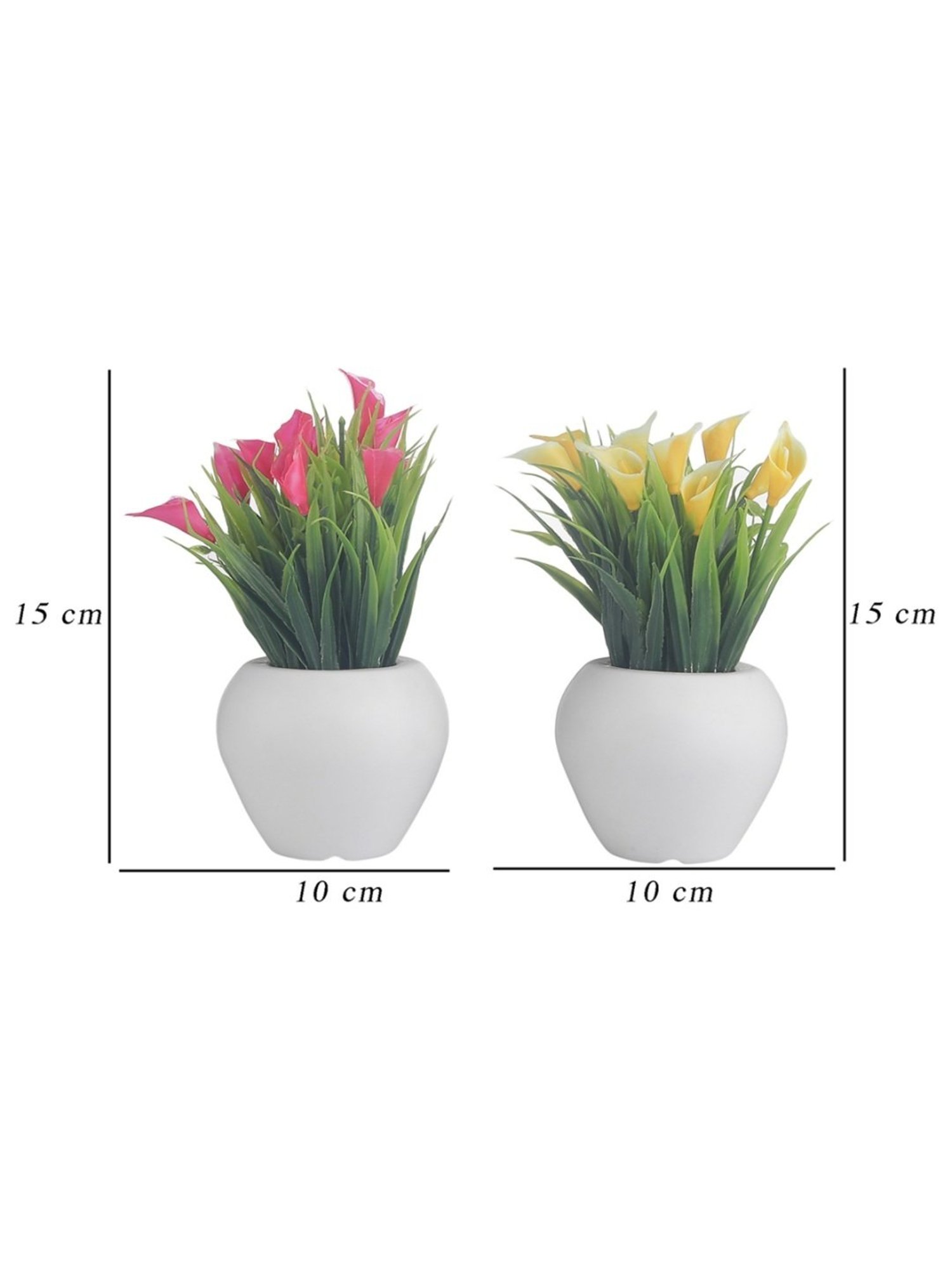 Foliyaj Multicolor Plastic Artificial Mini Bush - Set of 2