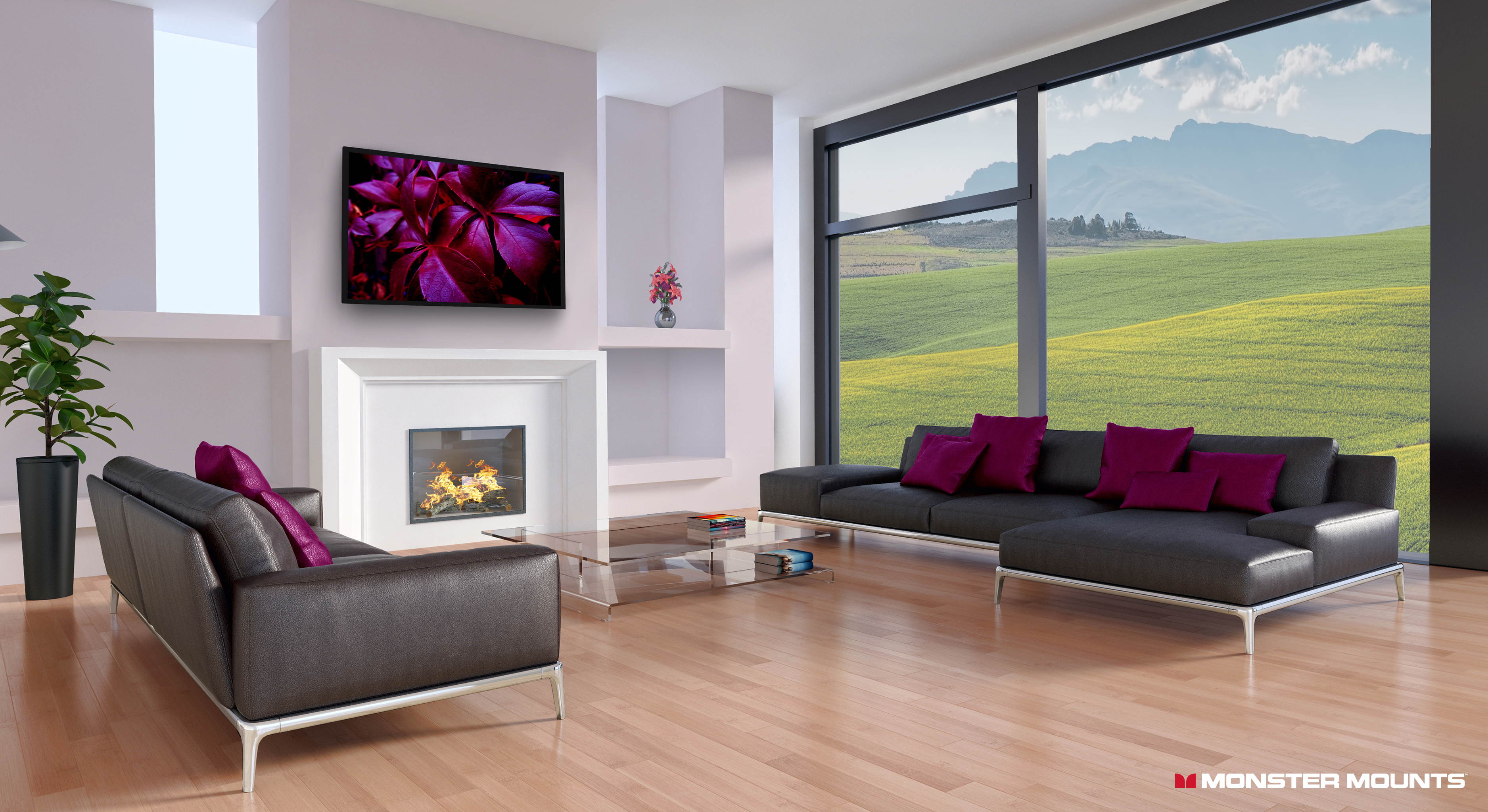 Monster Mounts Medium Flat TV Wall Mount for 32-60"