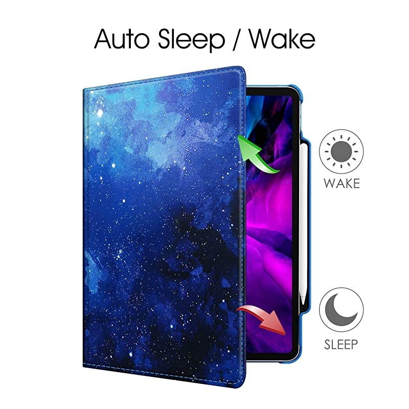 Rotating Case for iPad Pro 129 4th Generation 2020 amp 3rd Gen 2018360 Degree Rotating Smart Stand Cover wPencil Holder Auto SleepWake Supports 2nd Gen Pencil Charging Starry Sky