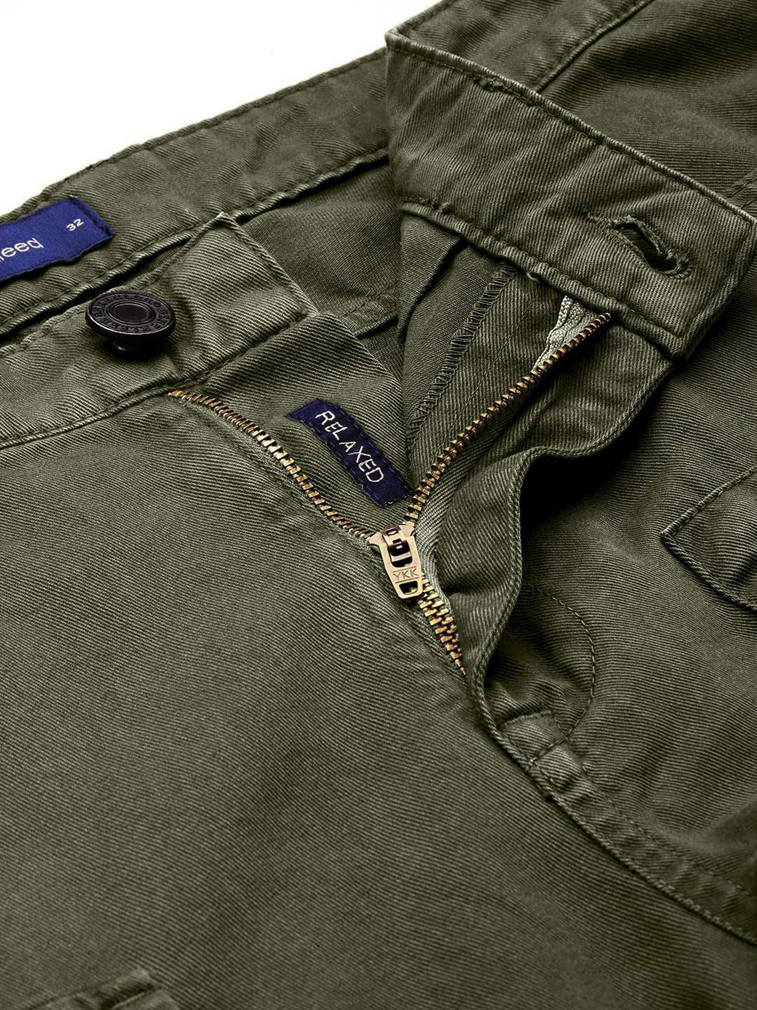 Bene Kleed Olive Loose Fit Overdyed Cotton Cargos