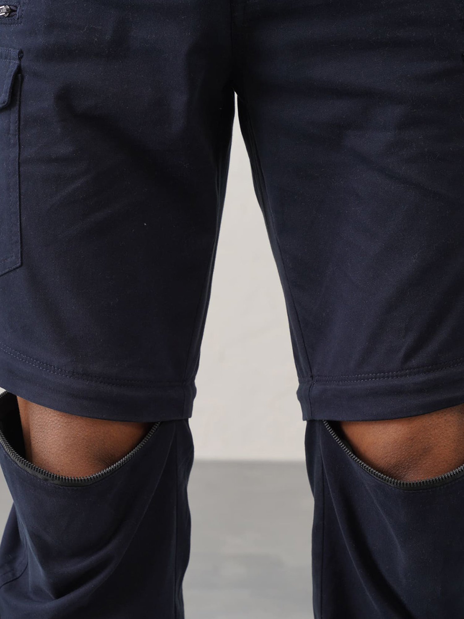 MinusOne Navy Regular Fit Convertible Cargos