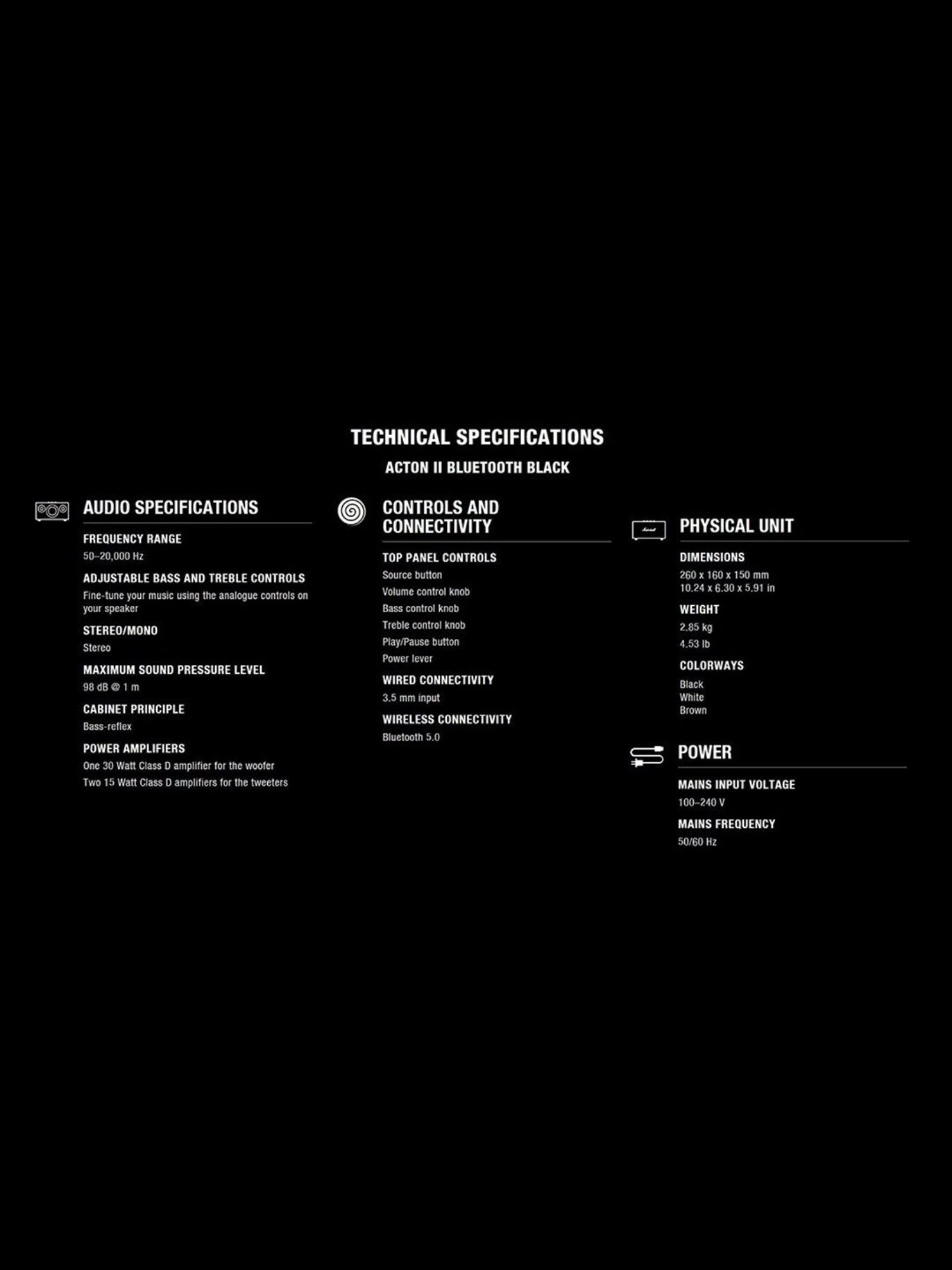 Marshall Acton II 60 Watt Wireless Bluetooth Speaker (Black)