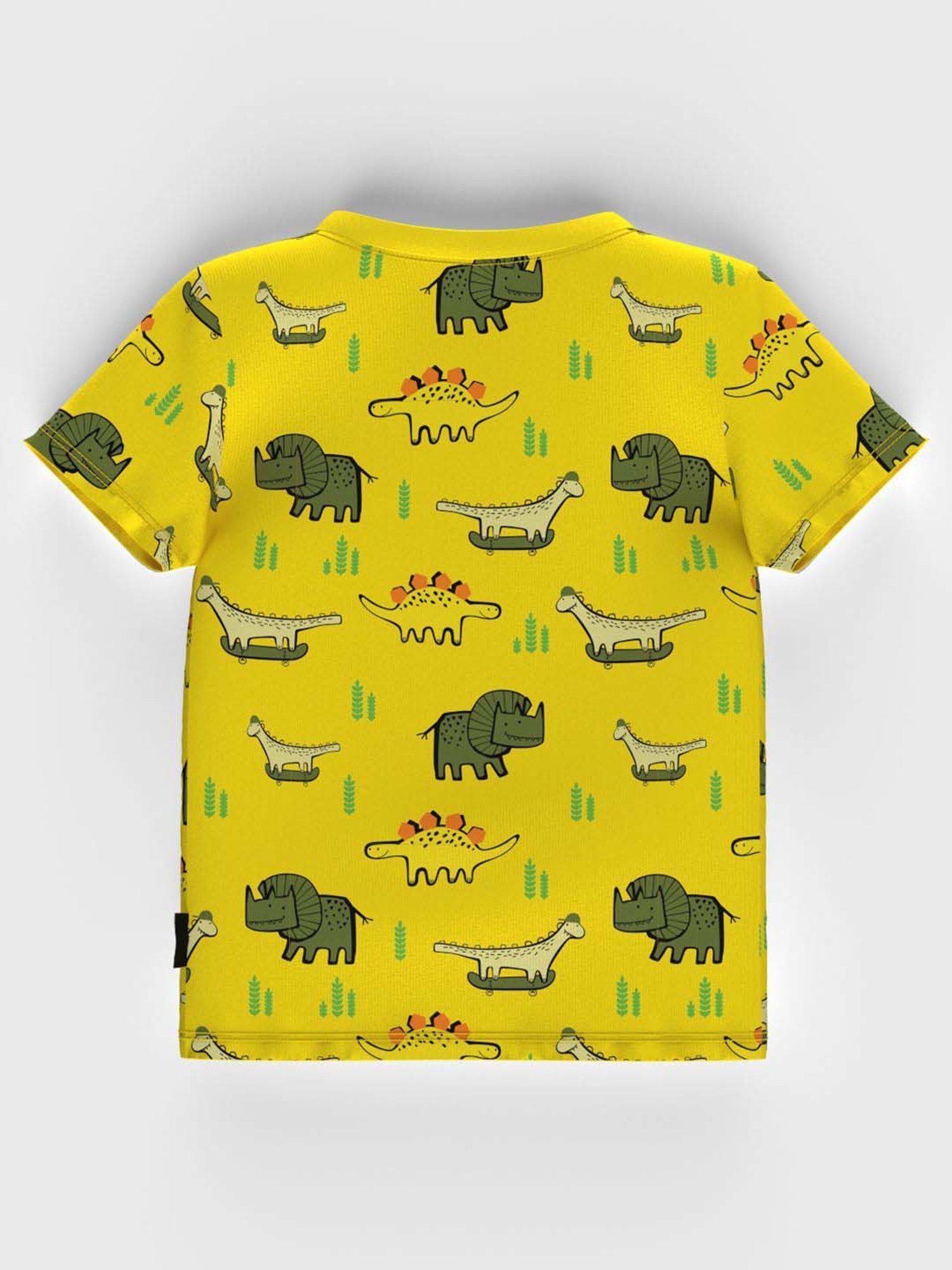 Nauti Nati Kids Yellow & White Cotton Printed T-Shirt