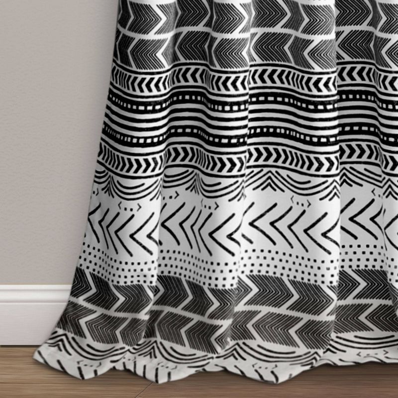 84"x52" Hygge Geo Room Darkening Window Curtain Panels Black/White -Lush Décor