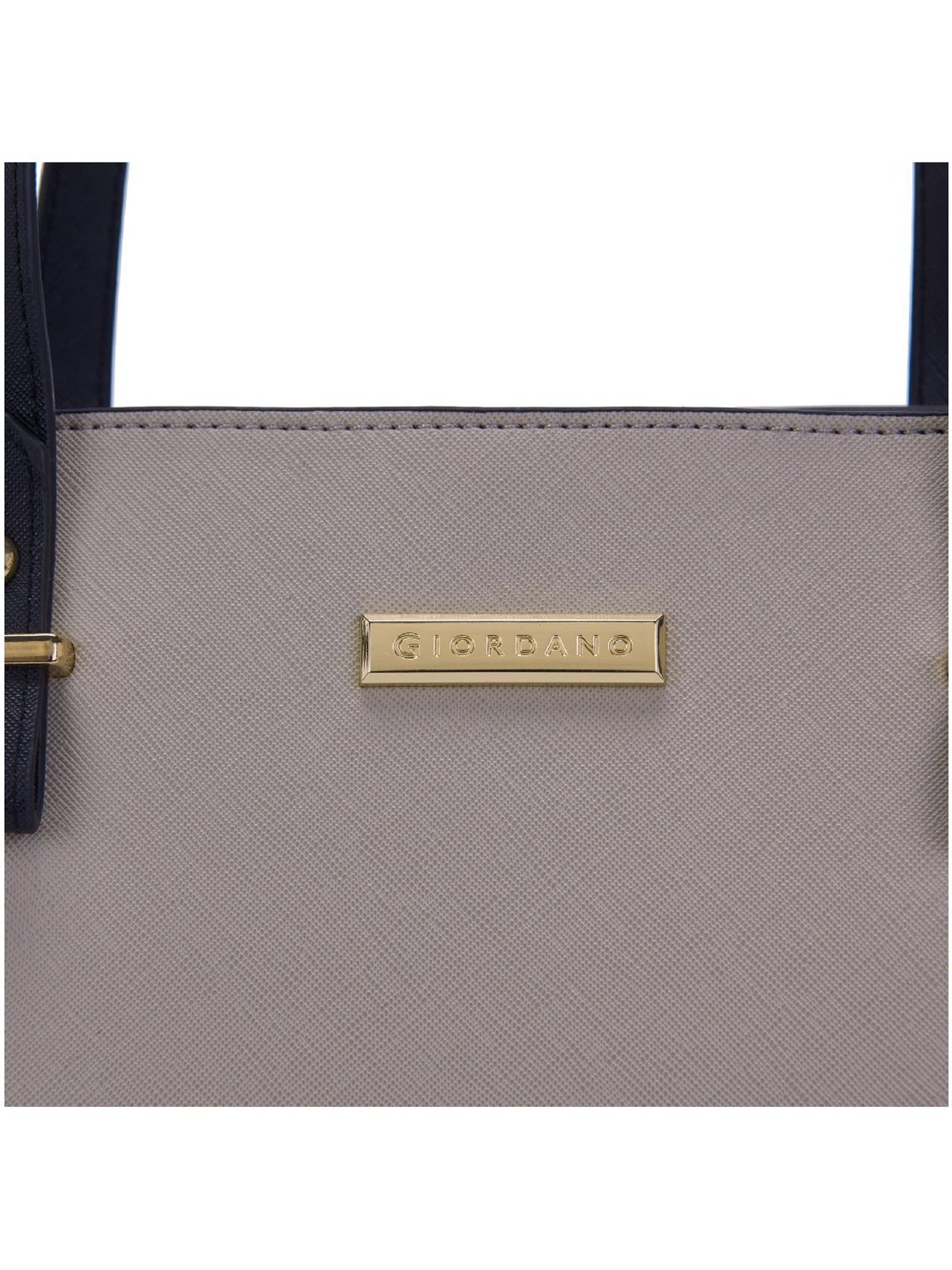 Giordano Grey & Navy Blue Color Block Medium Tote Handbag