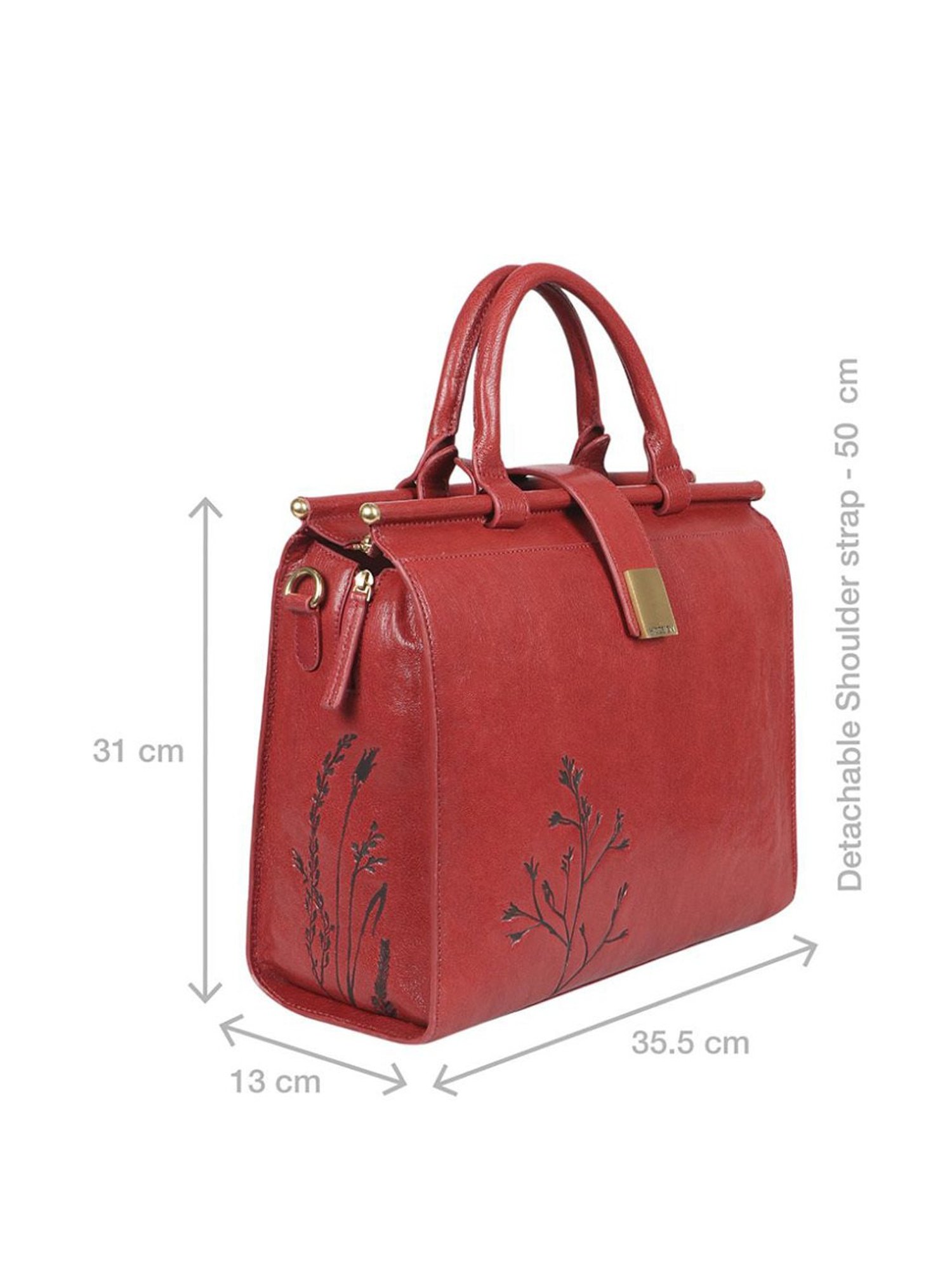 Hidesign EI Bloom 01 Red Leather Solid Handbag