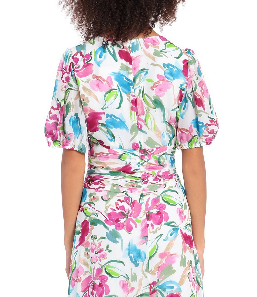 Maggy London Floral V-Neck Midi Dress