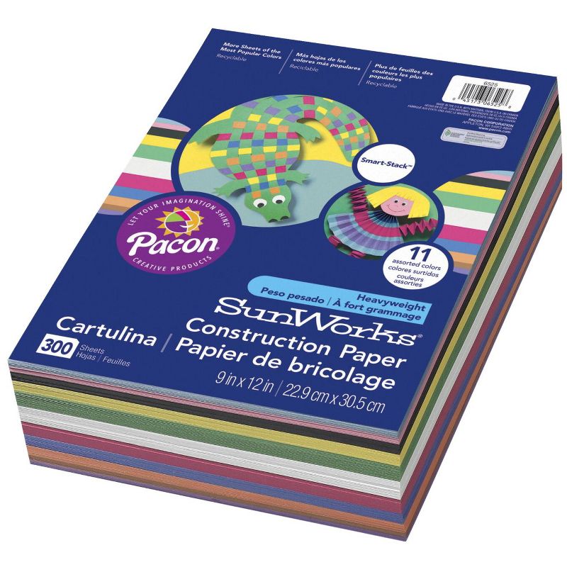Sunworks Heavyweight Construction Paper, 9 X 12 Inches, Assorted Color, pk of 300