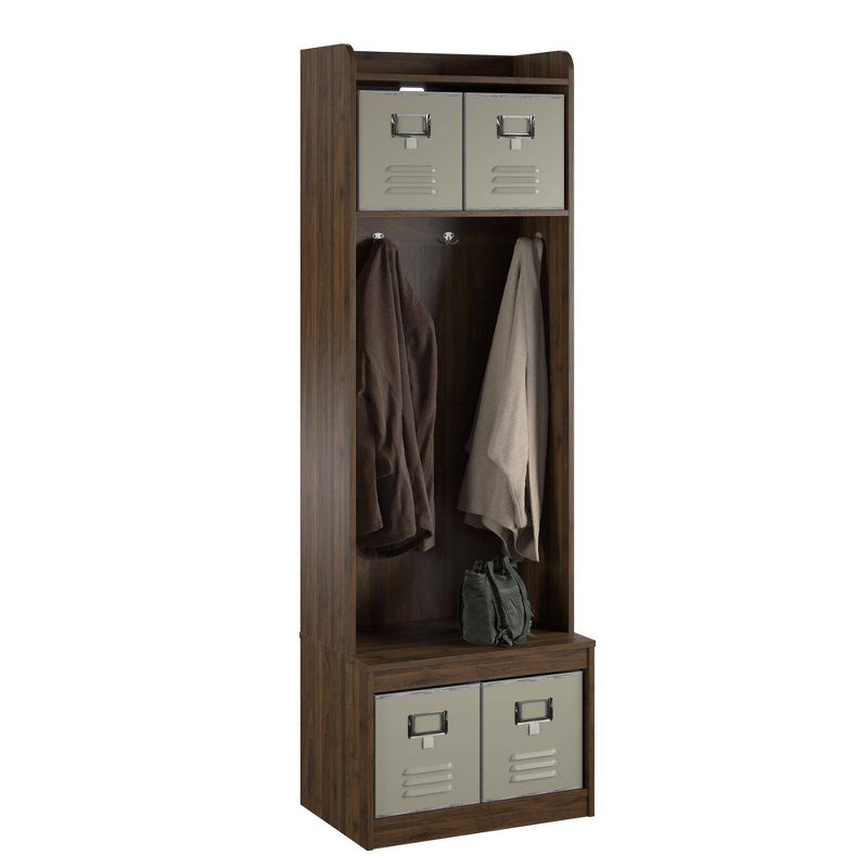 Set of 3 Journey Entryway Hall Tree with Storage Bench Walnut - Novogratz