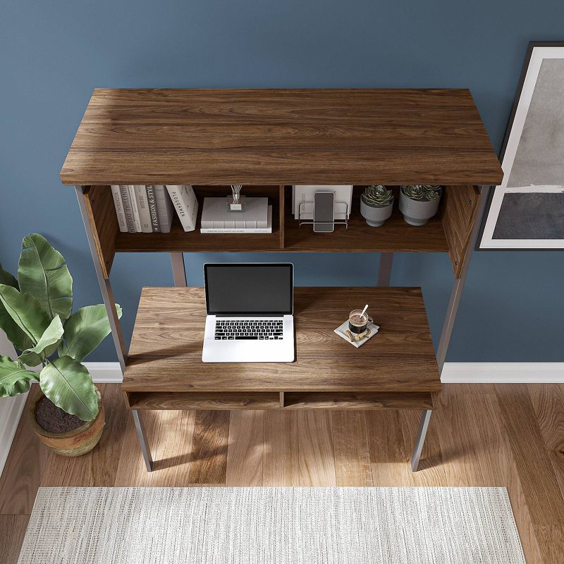 Small Architect Computer Desk with Hutch Modern Walnut - Bush Furniture