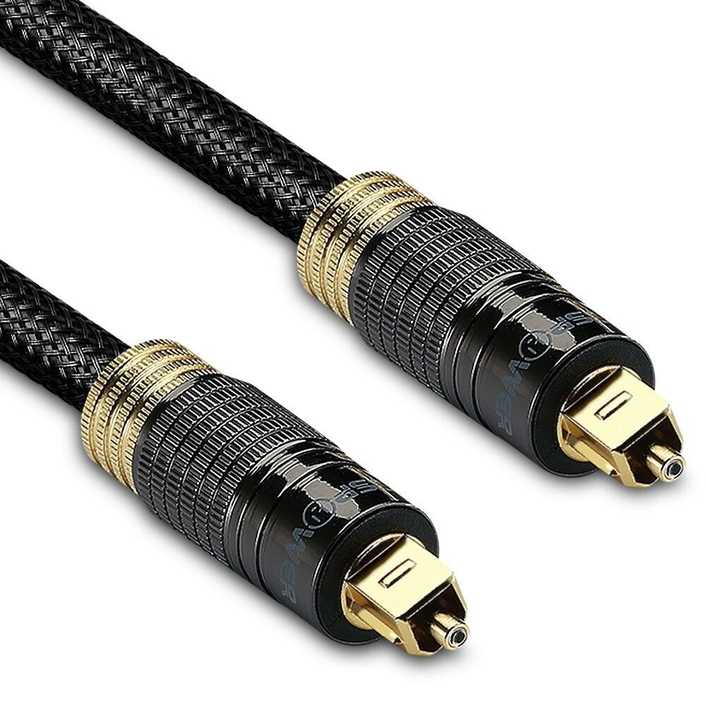 Largship 2x 15FT Gold Plated Nylon Braided Digital Optical Audio Toslink Cable