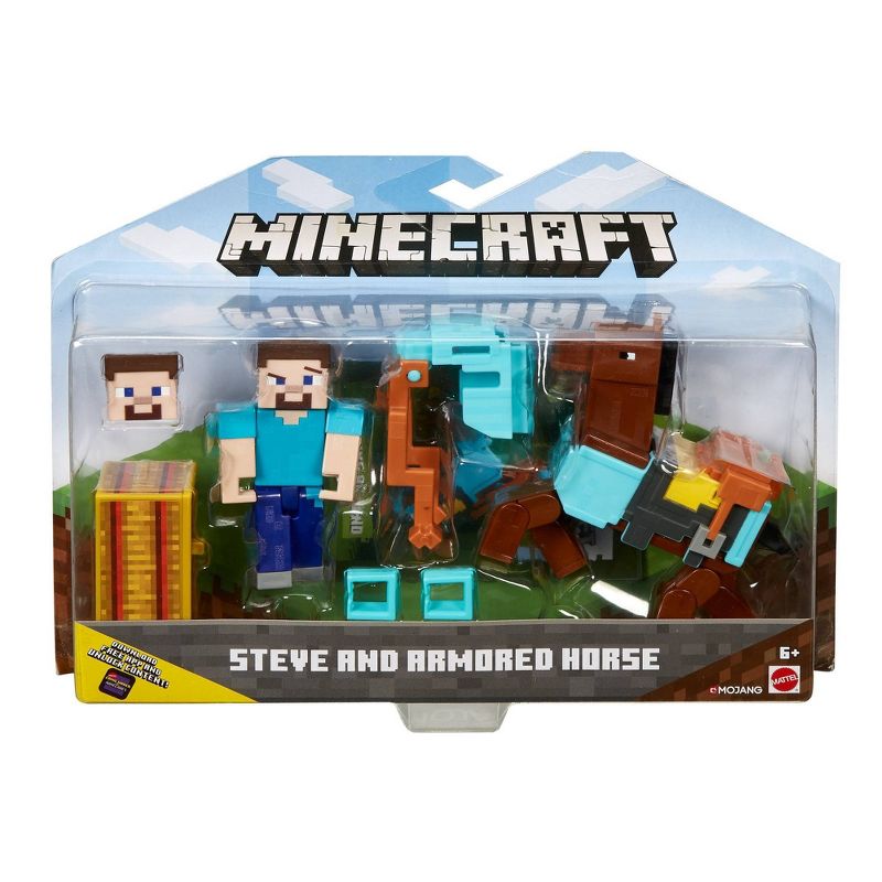 Minecraft Comic Maker Steve and Armored Horse Figure 2pk
