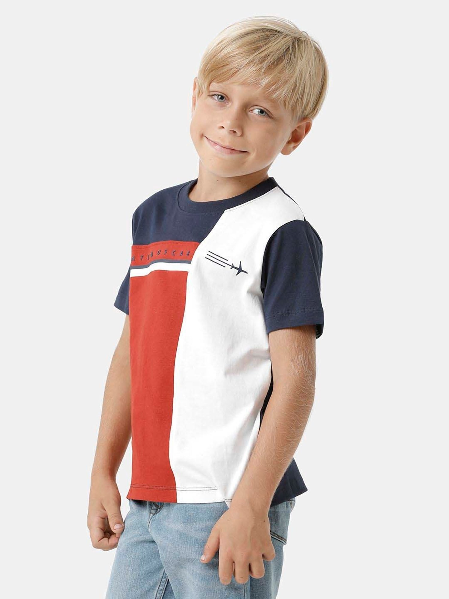 Kate & Oscar Kids Multicolor Cotton Color Block T-Shirt
