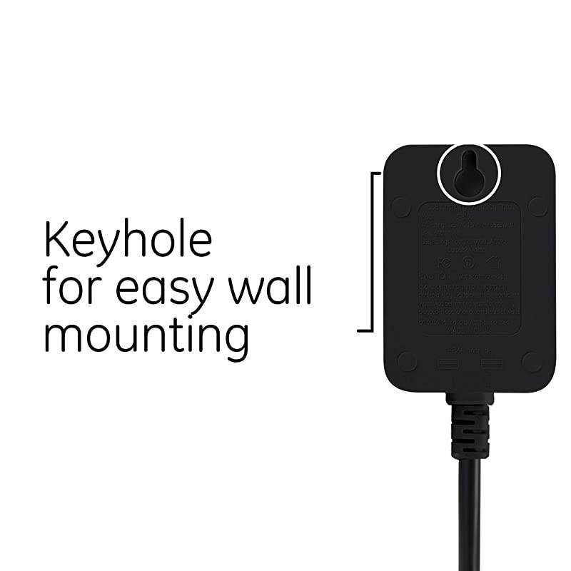 Black Pro Charging Extension Sur Protector 2 Outlets 2 USB Ports 8 Ft Power Cord Flat Plug 250 Joules WallMount 37680