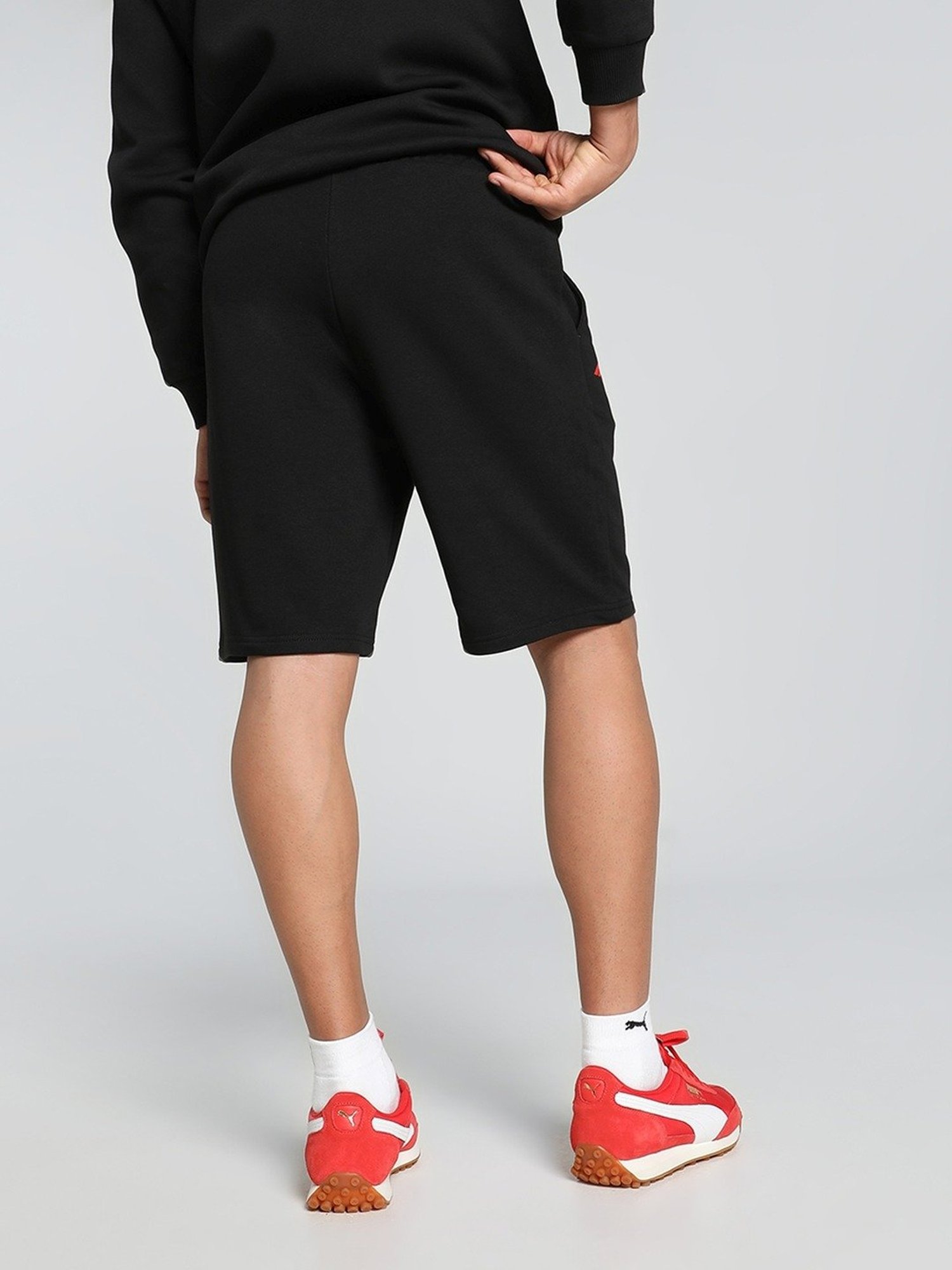 Puma Essentials Black Cotton Regular Fit Sports Shorts