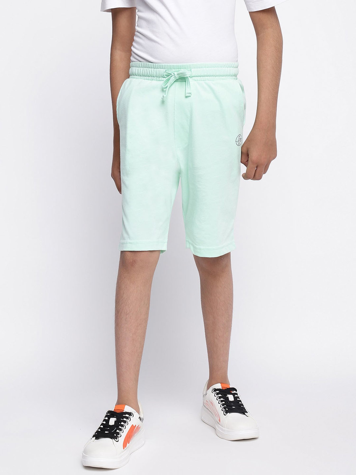 Lil Tomatoes Kids Green & Grey Solid Bermudas (Pack Of 2)