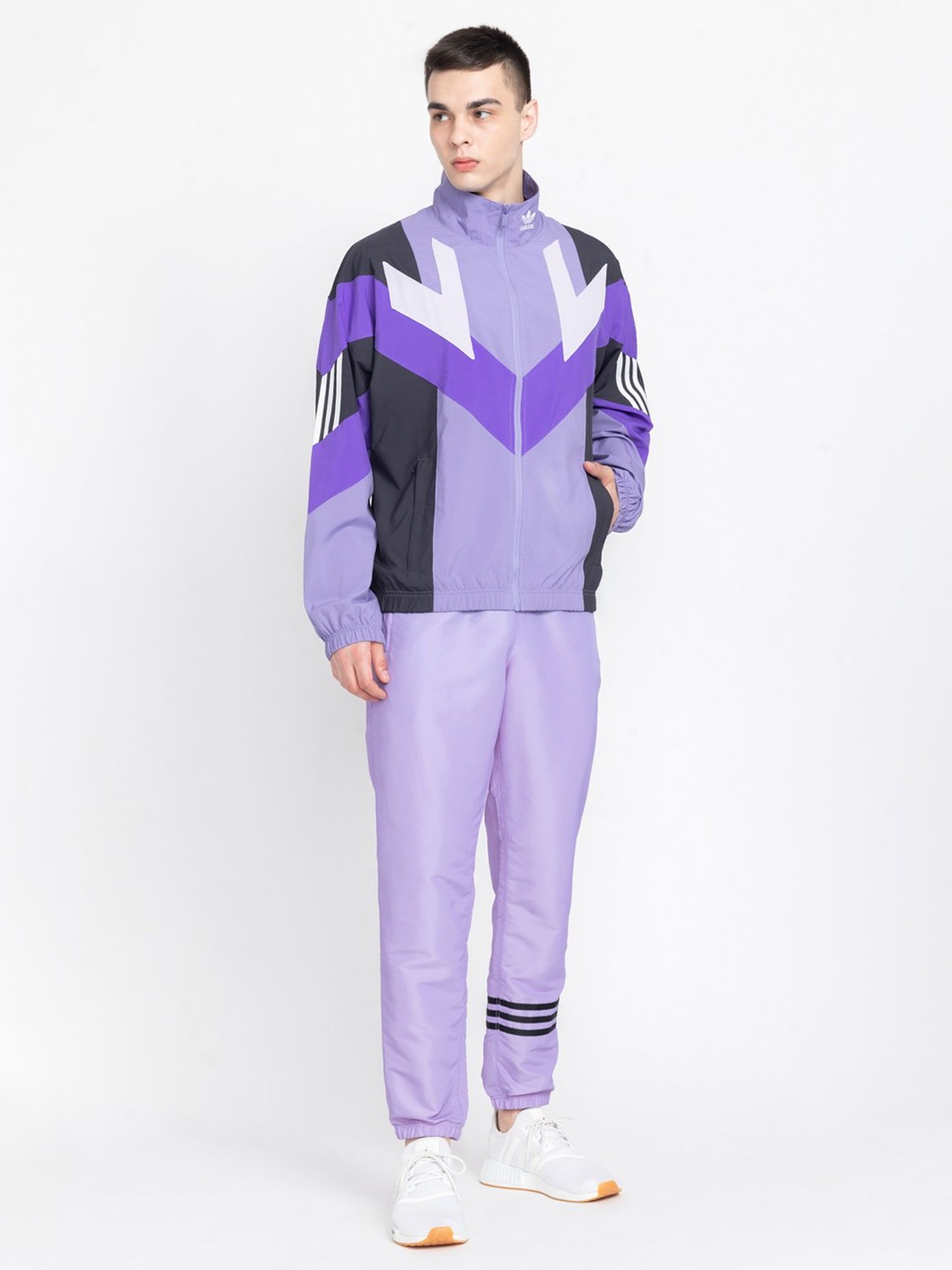 Adidas Originals Purple Regular Fit High Neck Track Jacket
