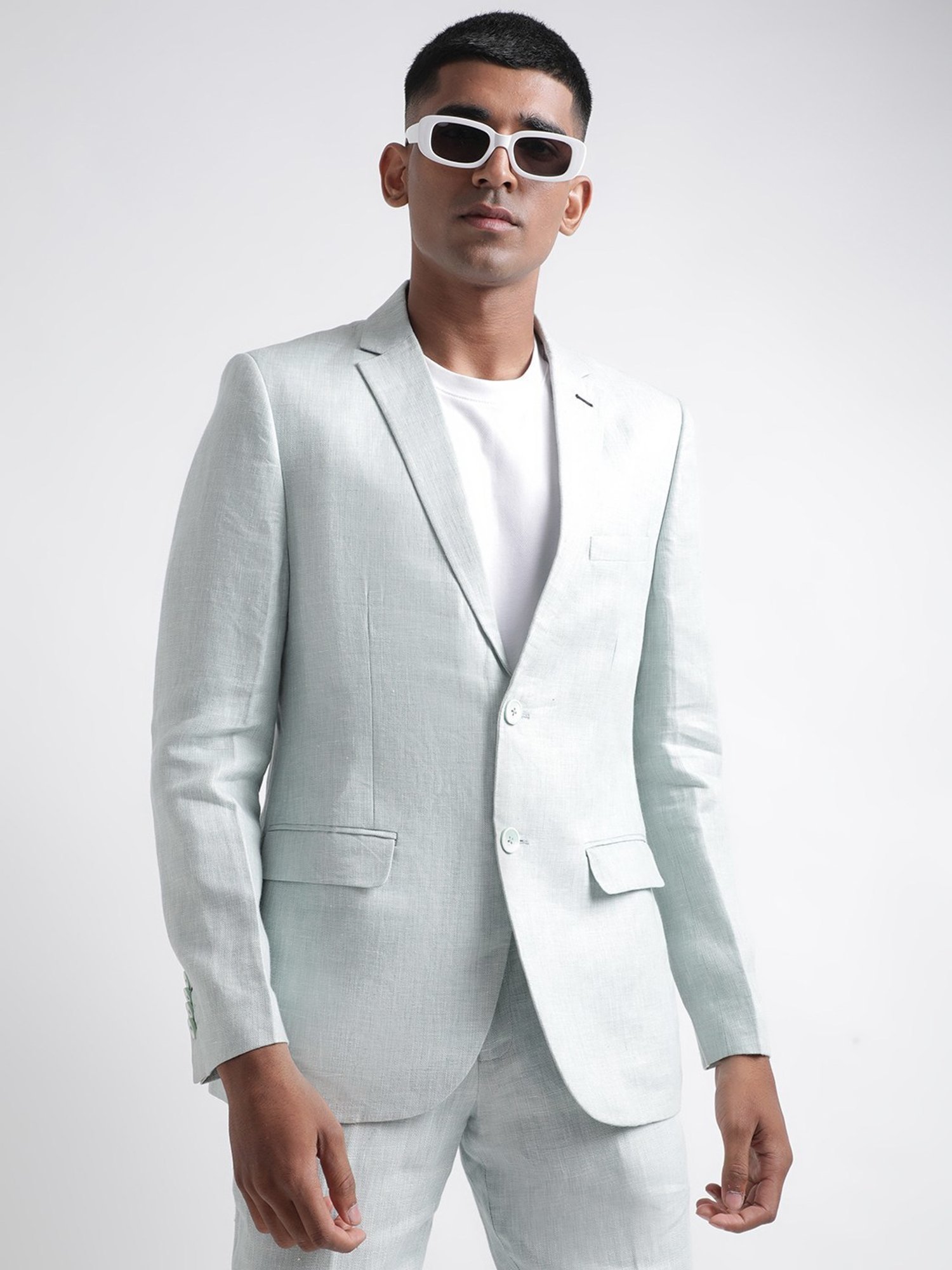 Iconic Men Self Design Regular Fit Linen Blazers