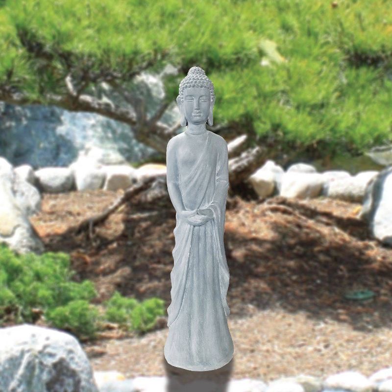 32" Magnesium Oxide Standing Buddha Statue Gray - Alpine Corporation
