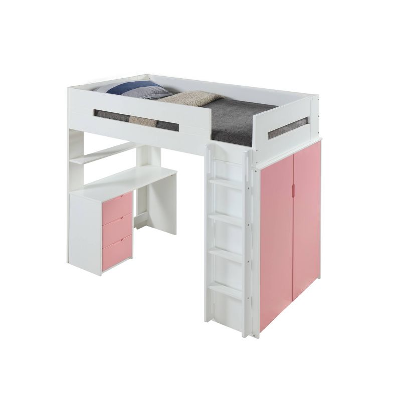 Nerice Loft Bed White/Pink - Acme Furniture
