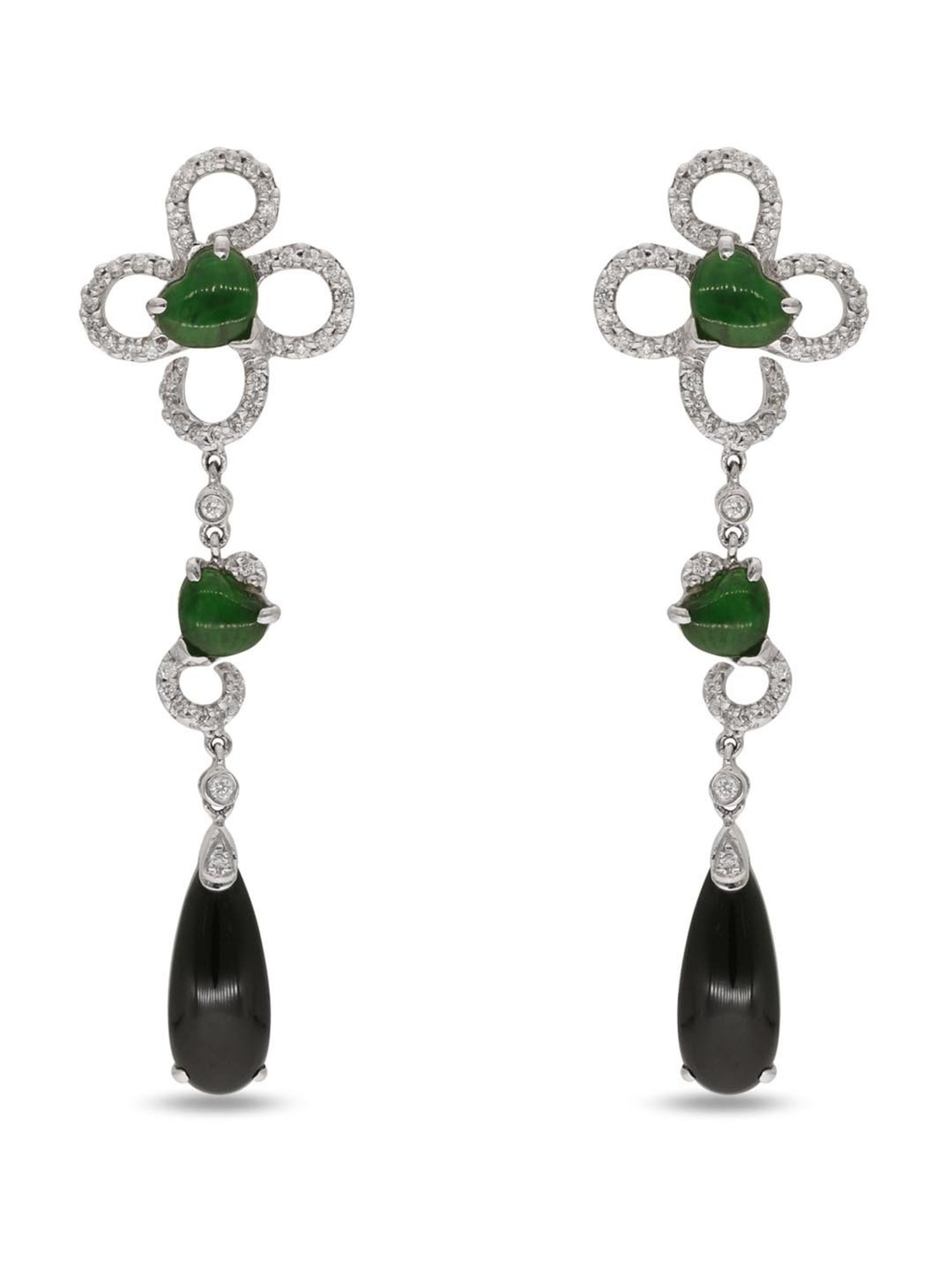 CKC 18k Gold & Diamond Earrings with White Rhodium Polish for Women