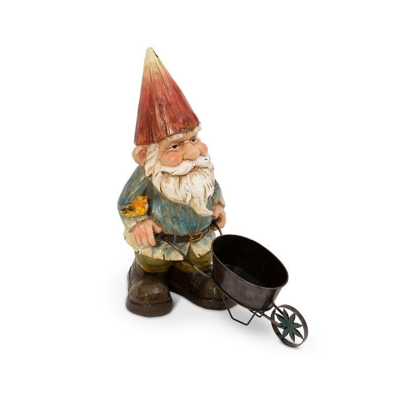 GIL 22" Resin Garden Gnome with Wheelbarrow