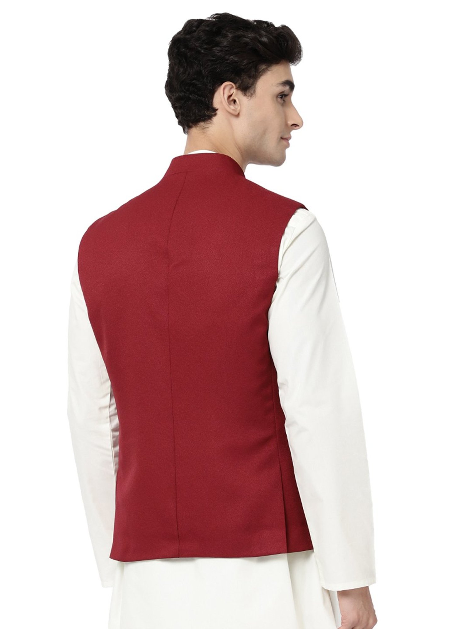 Ad By Arvind Maroon Regular Fit Nehru Jacket