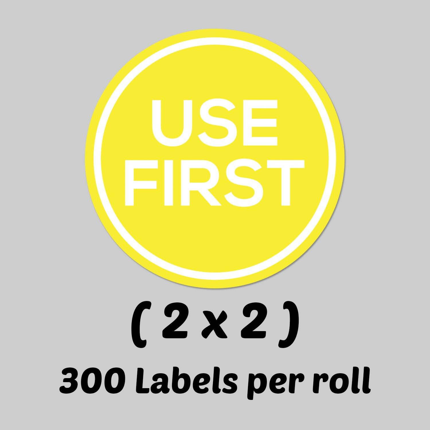 TUCO DEALS 2 Inch Round - USE FIRST Round Inventory Control Food Rotation Yellow Color Stickers by (Yellow, 2 Rolls Per Pack)