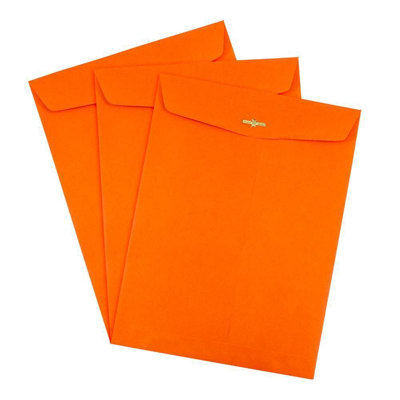 JAM Paper 50pk 10 x 13 Open End Catalog Envelopes with Clasp Closure - Orange Recycled