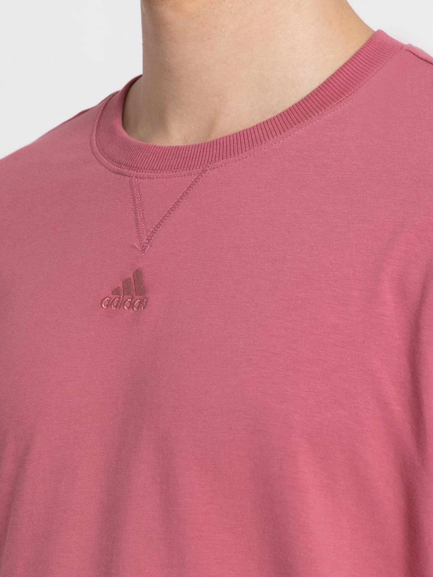 adidas ALL SZN Dark Pink Loose Fit Cotton Crew T-Shirt