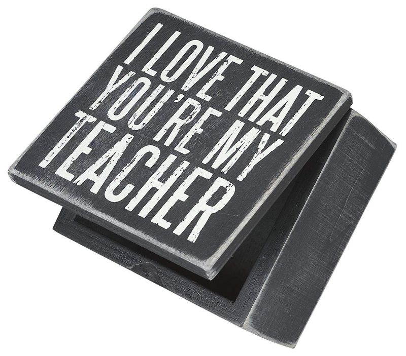 Primitives by Kathy Sign Hinged Box, My Teacher, 4 by 4-Inch