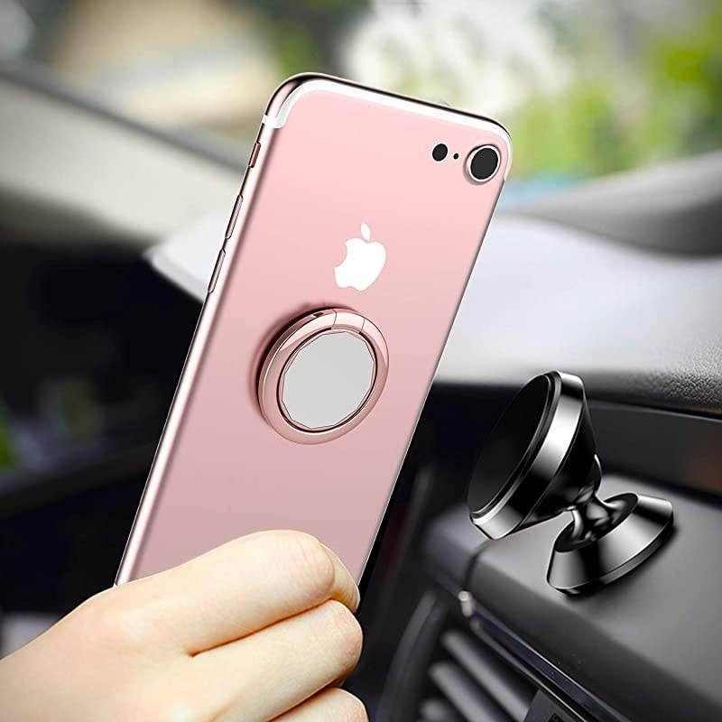 Phone Ring Holder 360 Rotation Mirrior Phone Ring Stand Fit Well with Magnetic Phone Mount Holder Compatible with iPhone 8 PlusXS Max and Other Smartphones Rose Gold