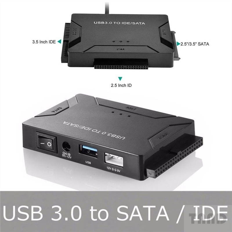 USB 3.0 To IDE SATA Converter External Hard Disk Universal Adapter Data Transfer Converter for 2.5/ 3.5 Inch Optical Drive HDD SSD , with US plug