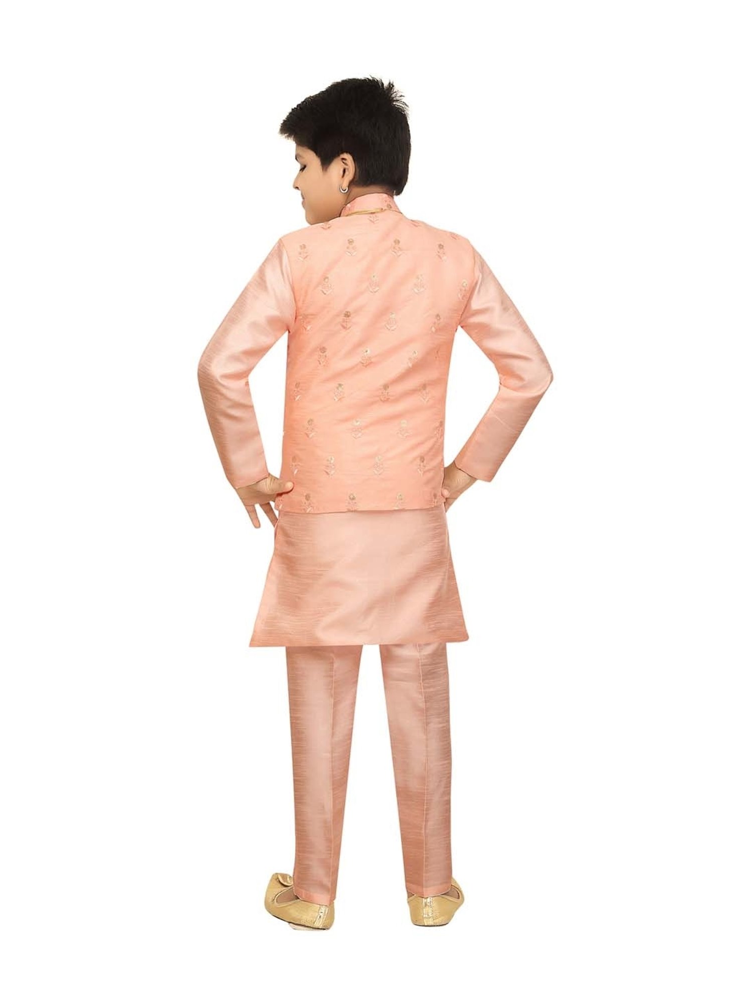 Ahhaaaa Kids Baby Pink Embroidered Kurta Set