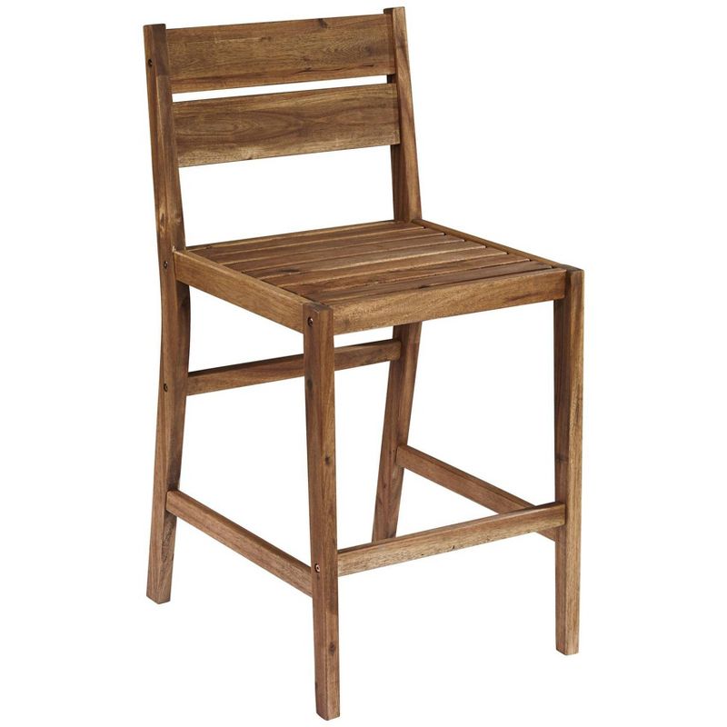 Teal Island Designs Nova 24" Natural Wood Outdoor Counter Stools Set of 2