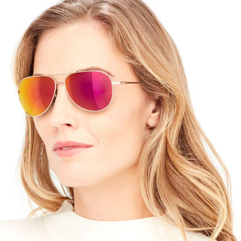 Revo Relay RE 1014 04 SP Womens Aviator Polarized Sunglasses Gold 59mm