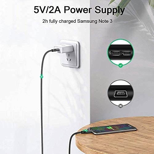 Micro USB 3.0 Cable 3FT,QGeeM USB 3.0 A to Micro B Cable Charger Compatible with Samsung Galaxy S5, Note 3, Note Pro 12.2, WD Western Digital My Passport and Elements Hard Drives, 3.0 USB Cable