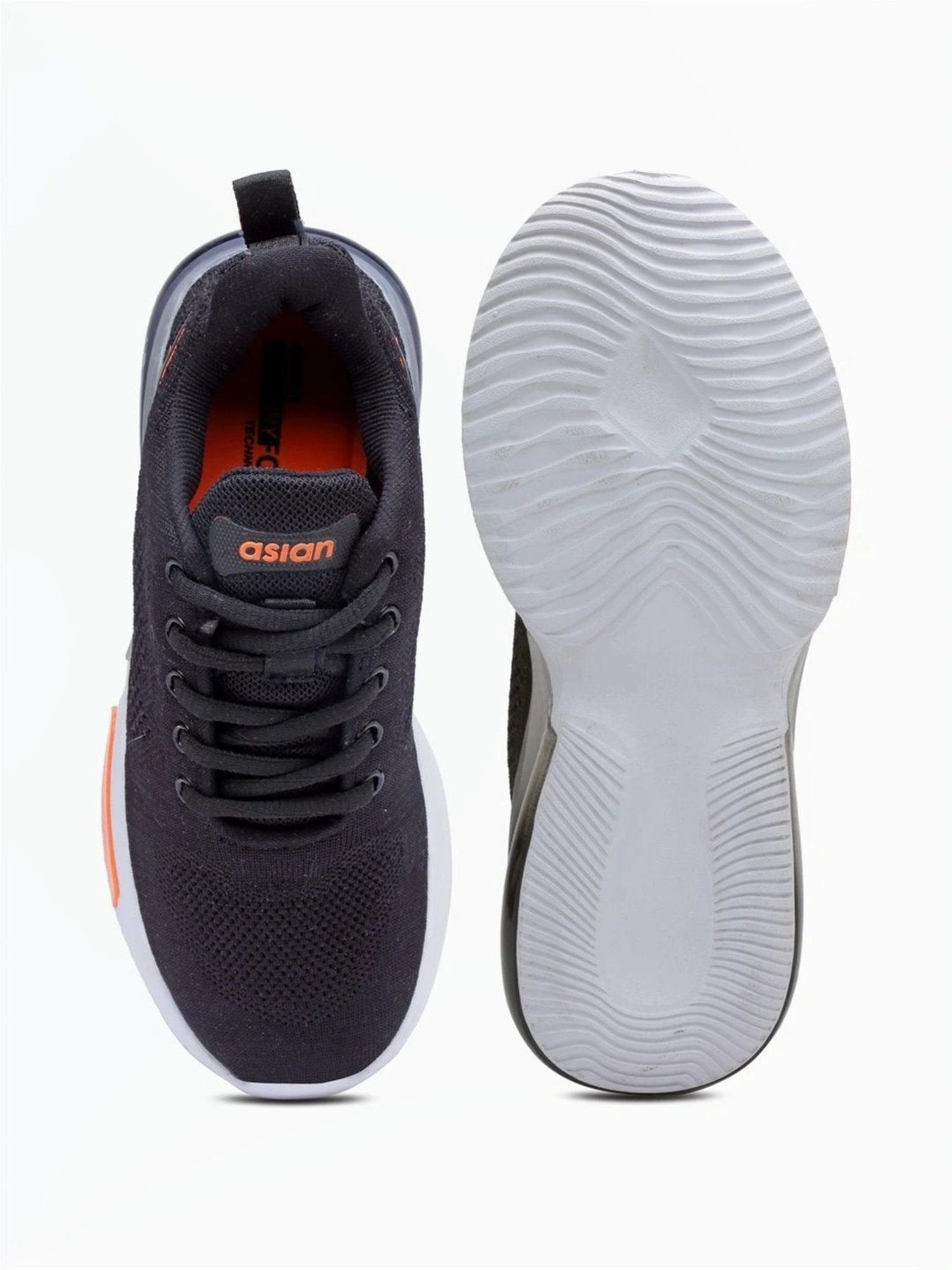 Asian Kids Black Running Shoes