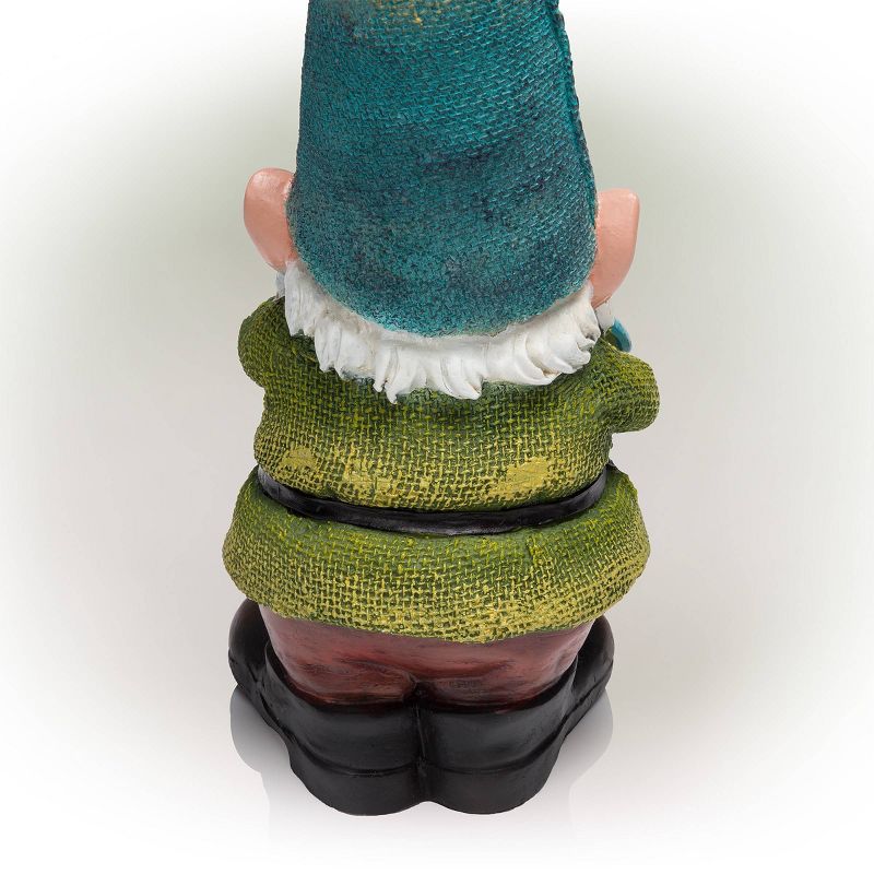 15" Outdoor Polyresin Garden Gnome with Watering Can Yard Turquoise - Alpine Corporation