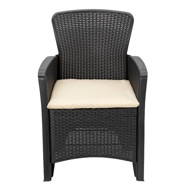 3pc Plastic Patio Conversation Set with Beige Cushions - Accent Furniture