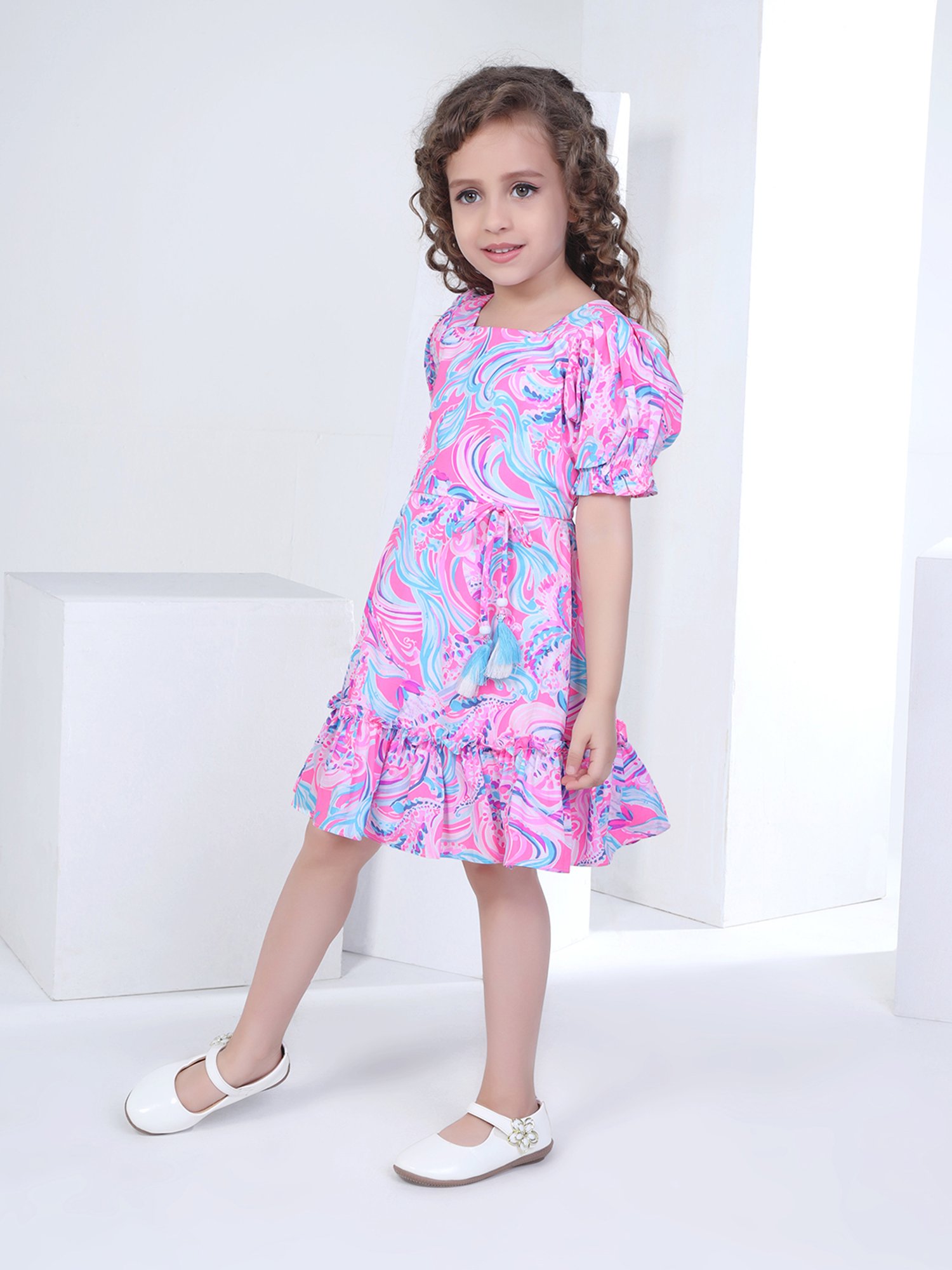 Peppermint Kids Pink Printed Dress
