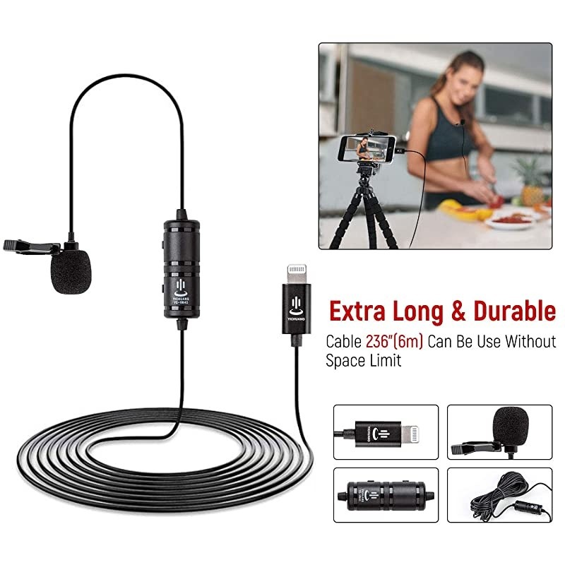 kit for iPhoneLavalier Lapel Speaker Omnidirectional Audio Video Recording for iPhone X Xr Xs Max 11 Pro 8 8plus 7 7plus 6 6plusiPad6M196ft