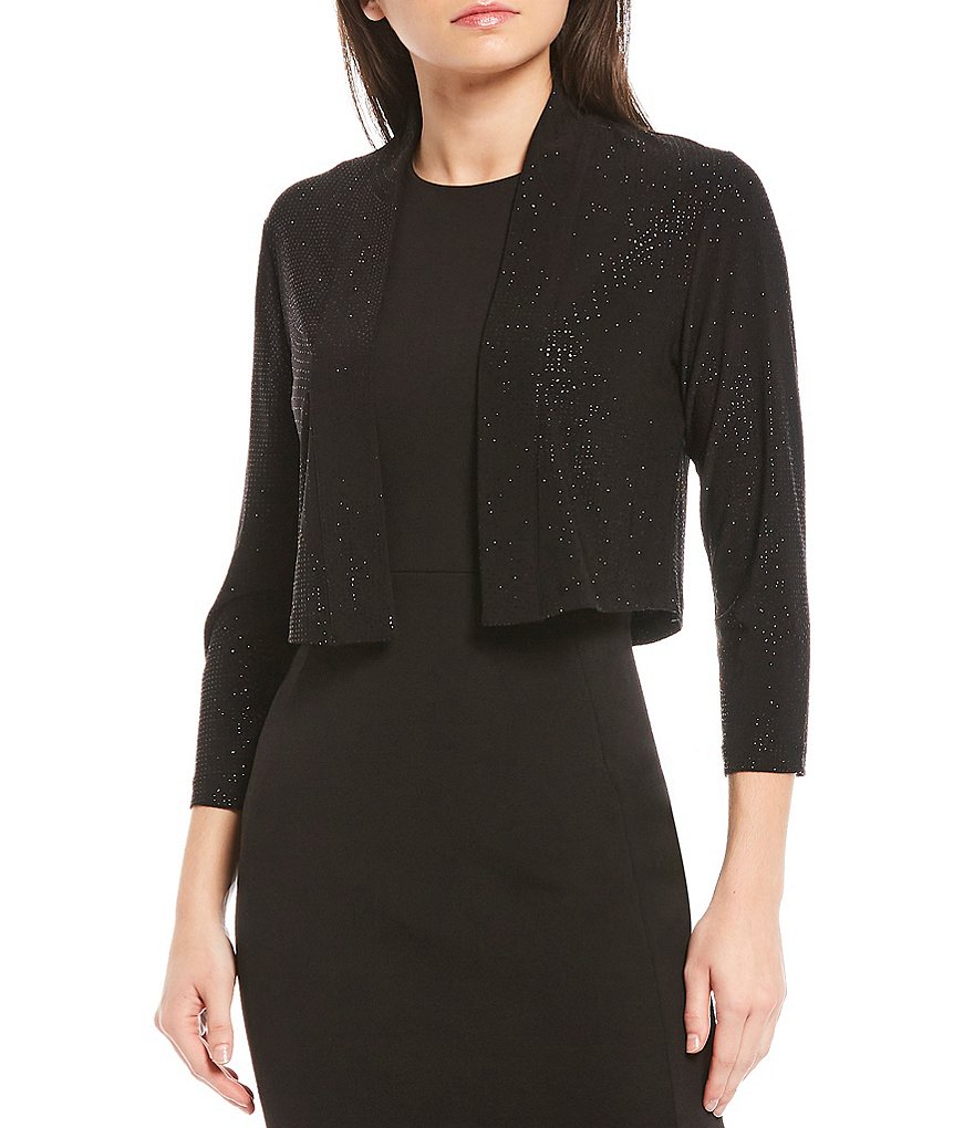 Alex Marie Rosa 3/4 Sleeve Button Front Round Neck Cardigan