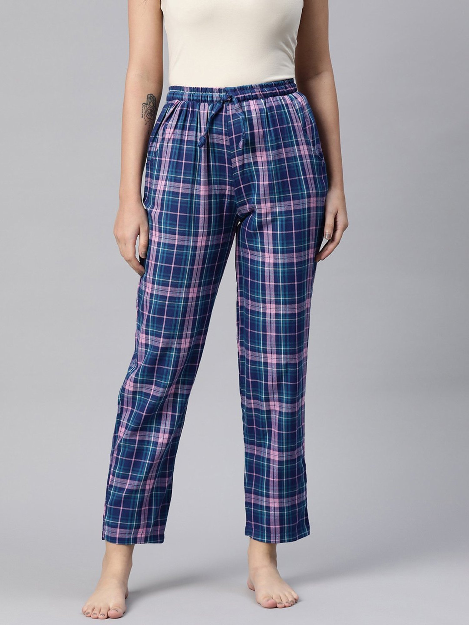 One Femme Blue Check Pyjamas