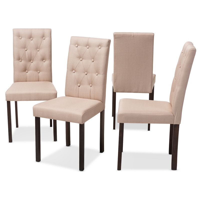 Set of 4 Gardner Modern and Contemporary Finished Fabric Upholstered Dining Chair - Beige, Dark Brown - Baxton Studio