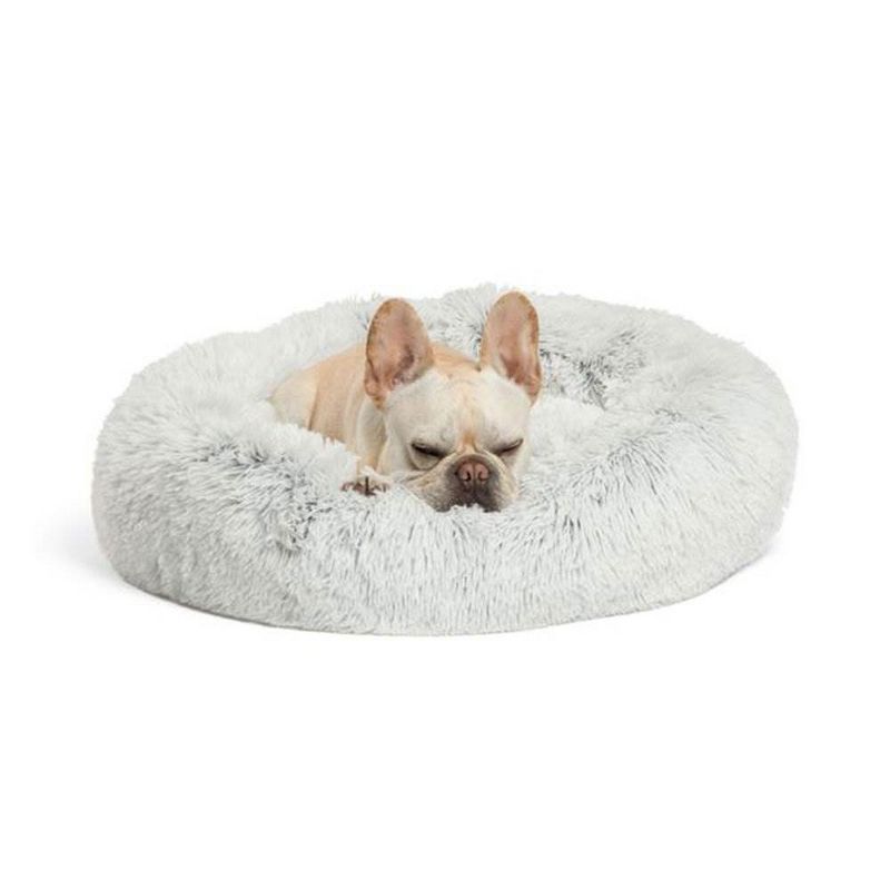 Best Friends by Sheri Luxury 23 Inch Shag Faux Fur Donut Pet Bed, Frost White