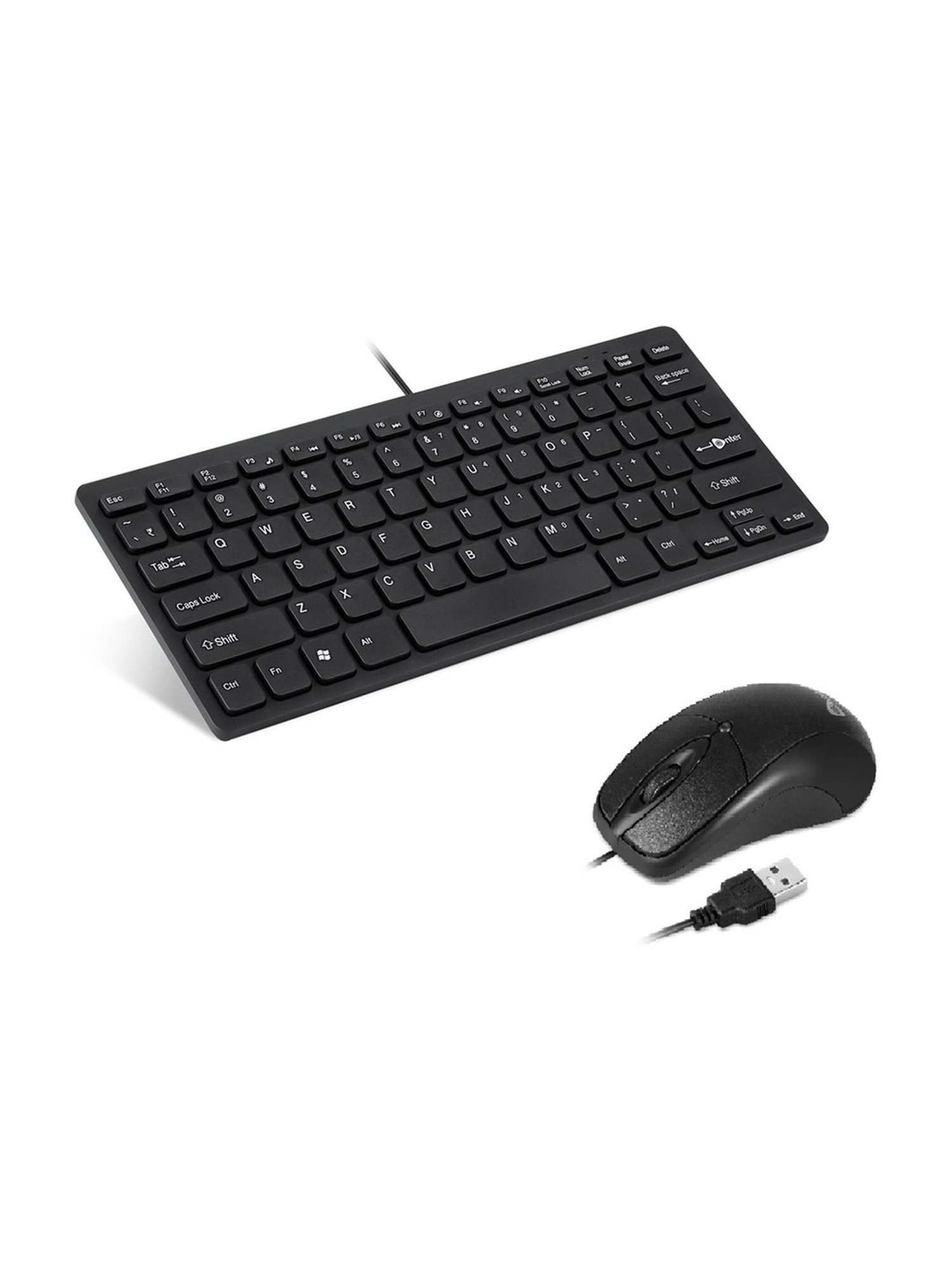 Enter Typist Mini Wired Keyboard + Eternal Wired Optical Mouse Combo Set (Black)