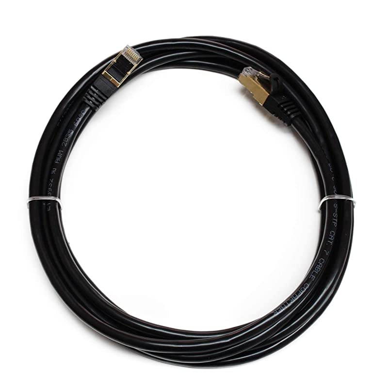 10FT Premium CAT7 Double Shielded 10 Gigabit 600MHz Ethernet Patch Cable for Modem Router LAN Network Gold Plated Shielded RJ45 Connectors Faster Than CAT6a CAT6 CAT5e Black